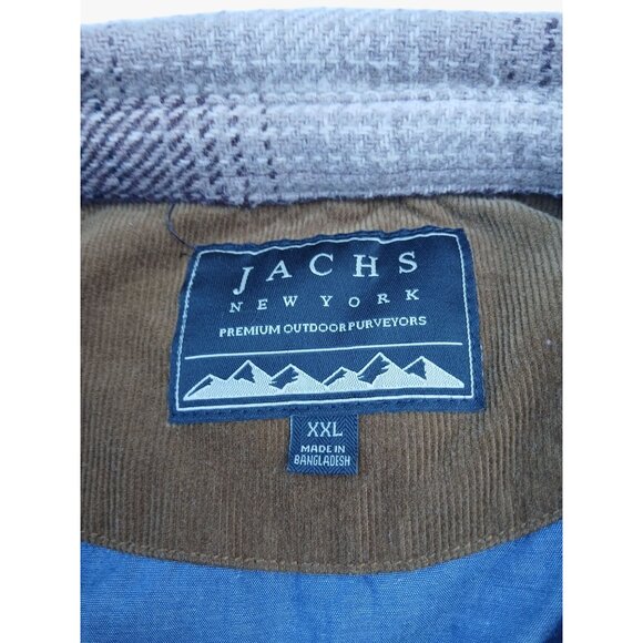 Jachs New York Mens XXL Plaid Button Up Shirt Jacket Brown Tan Shacket Lined - Picture 12 of 16